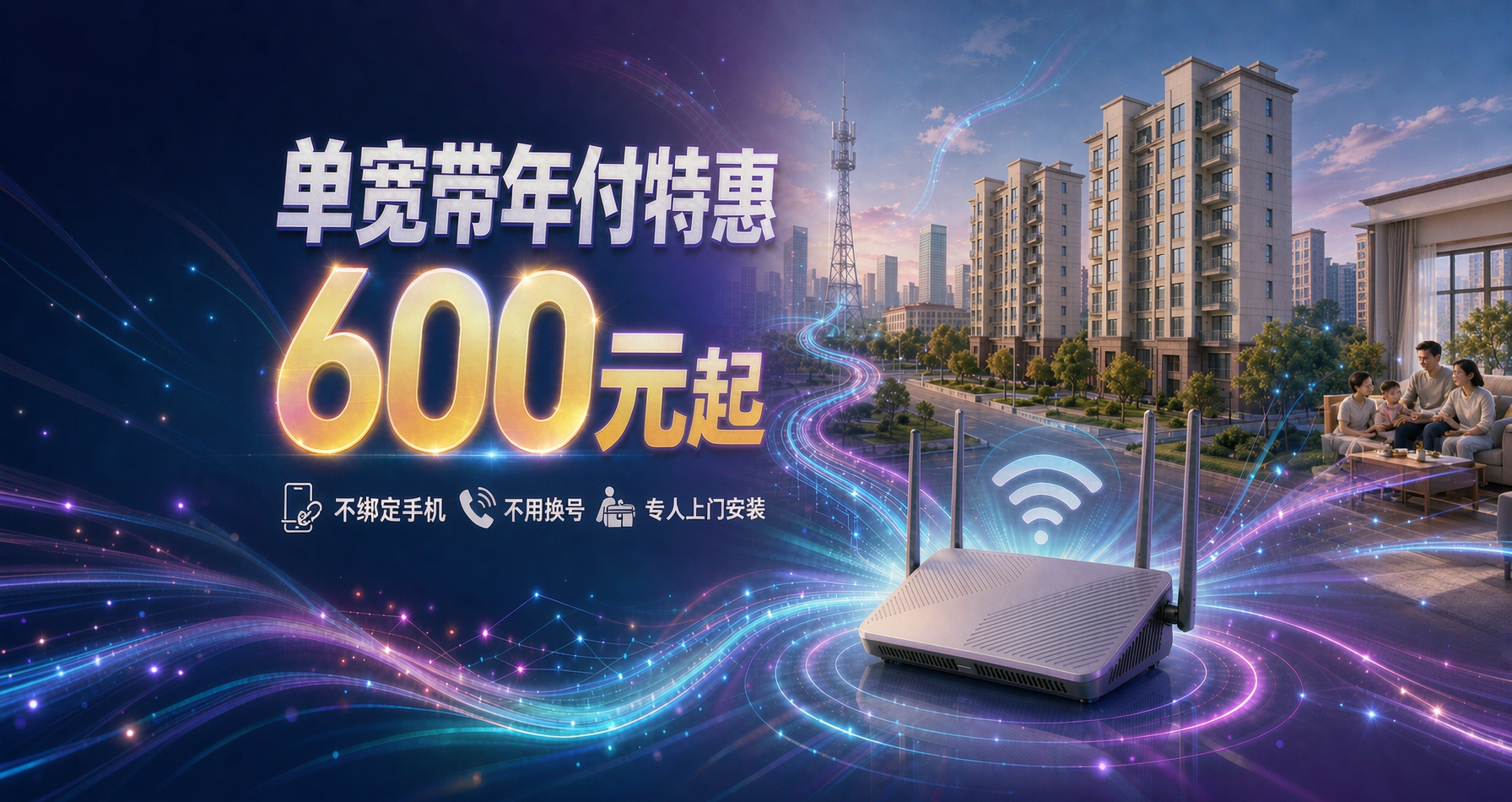 200M单宽带 年付800元